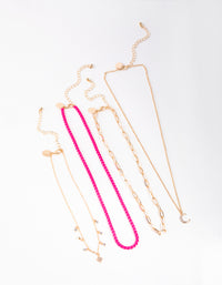 Gold Matte Neon Moon Necklaces 4-Pack - link has visual effect only