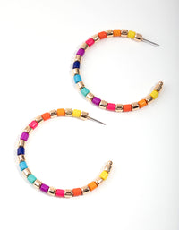 Gold Bright Bead Hoop Earrings - link has visual effect only