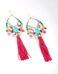 Gold Statement Beads & Tassel Earrings - link has visual effect only