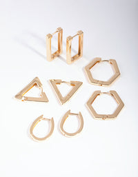 Gold Statement Geometric Earring 8-Pack - link has visual effect only