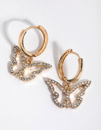 Gold Diamante Butterfly Huggie Earrings - link has visual effect only