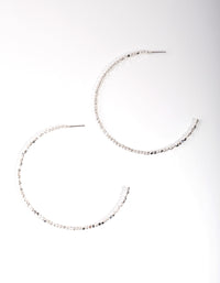 Silver Plated Bead Hoop Earrings - link has visual effect only