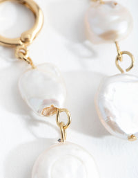 Gold Plated Multi Freshwater Pearl Huggie Earrings - link has visual effect only