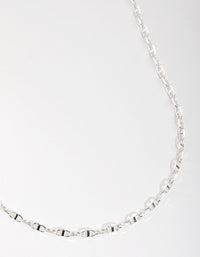 Silver Plated Mini Link Chain Necklace - link has visual effect only