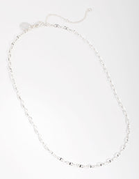 Silver Plated Mini Link Chain Necklace - link has visual effect only