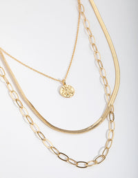 Gold Plated Disc Layered Necklace - link has visual effect only