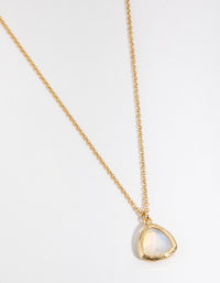 Gold Plated Round Semi Precious Pendant Necklace - link has visual effect only