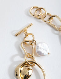 Gold Plated Freshwater Pearl Long Fob Bracelet - link has visual effect only