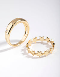 Gold & Silver Plated Oval Semi Precious Rings Pack - link has visual effect only