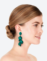 Matte Green Petal Drop Earrings - link has visual effect only