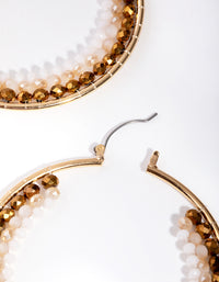 Gold Fine Facet Bead Hoop Earrings - link has visual effect only