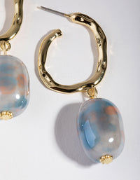 Gold Ceramic Bead Hoop Earrings - link has visual effect only