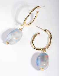 Gold Ceramic Bead Hoop Earrings - link has visual effect only