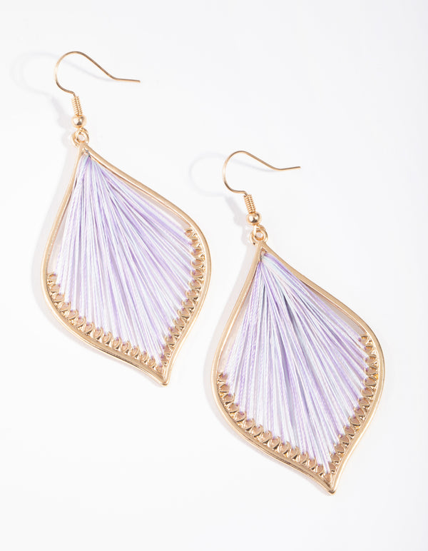 Gold Harp Drop Earrings