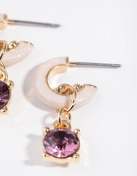 Gold Small Stone on Hoop Earrings - link has visual effect only