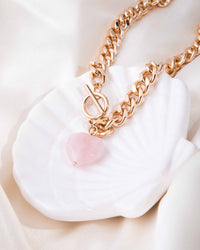 Gold Semi Precious Heart T&O Necklace - link has visual effect only