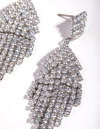 Rhodium Diamond Simulants Fringe Stud Earrings - link has visual effect only