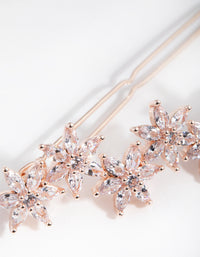 Rose Gold Cubic Zirconia Flower Clip - link has visual effect only