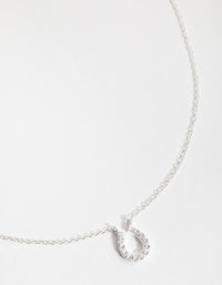 Sterling Silver Mini Pave Horseshoe Necklace - link has visual effect only