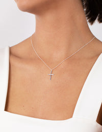 Sterling Silver Diamond Cut Cross Necklace - link has visual effect only