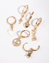 Gold Mismatch Charm Hoop Pack Earring - link has visual effect only