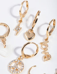 Gold Mismatch Charm Hoop Pack Earring - link has visual effect only