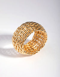 Gold Wide Mesh Ring - link has visual effect only