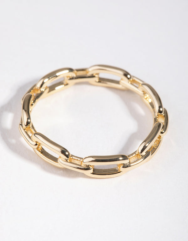 Gold Plated Skinny Rectangle Link Ring