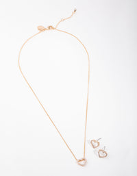 Gold Heart Diamond Simulants Necklace & Earrings - link has visual effect only