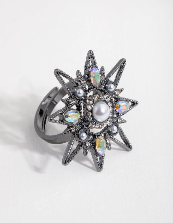 Gunmetal Statement Star Ring