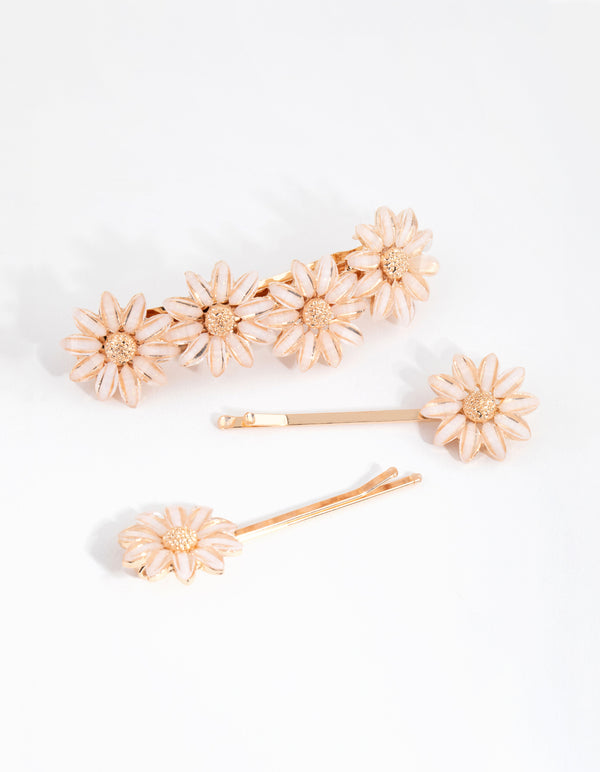 Stone Detail Flower Clips