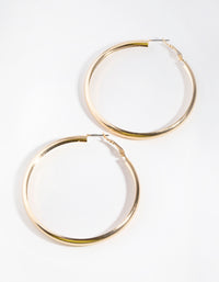 Gold Rounded Hollow Hoop Earrings - link has visual effect only