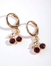 Gold Cherry Drop Huggie Earrings - link has visual effect only