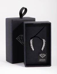 Silver Diamond Simulant Cubic Zirconia Marquaise Crawler Earrings - link has visual effect only