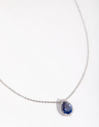 Cubic Zirconia Silver Pear Halo Necklace - link has visual effect only