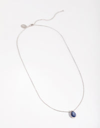 Cubic Zirconia Silver Pear Halo Necklace - link has visual effect only