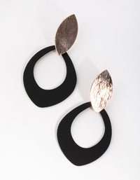 Rose Gold Matte Leaf Shape Drop Earrings - link has visual effect only