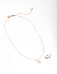 Kids Rose Gold Diamante Bunny Necklace & Earrings - link has visual effect only