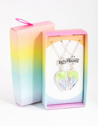 Silver Green Glitter Heart Best Friend Necklace - link has visual effect only