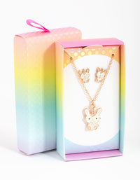 Kids Gold Bunny Necklace & Earrings Set - link has visual effect only