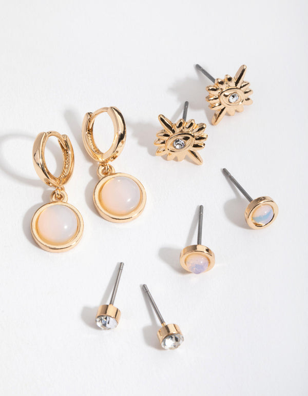 Gold Circle Star Stack Pack Earring