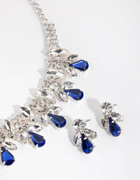 Silver Diamante Glamorous Earrings & Necklace - link has visual effect only