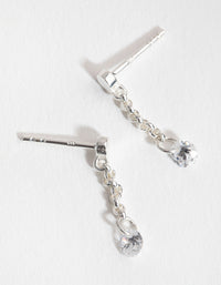 Sterling Silver Mini Cubic Zirconia Chain Drop Earrings - link has visual effect only