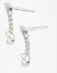 Sterling Silver Mini Cubic Zirconia Chain Drop Earrings - link has visual effect only