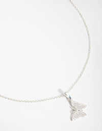 Sterling Cubic Zirconia Pave Butterfly Necklace - link has visual effect only