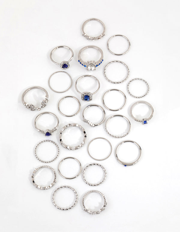 Silver Royal Blue Ring 24-Pack