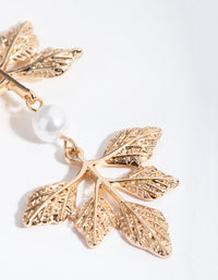 Gold Pearl Foil Leaf Drop Earrings - link has visual effect only