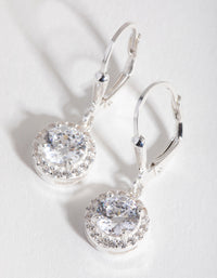 Sterling Silver Cubic Zirconia Round Halo Huggie Earrings - link has visual effect only