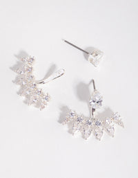 Silver Cubic Zirconia Pear Stone Jacket Earrings - link has visual effect only