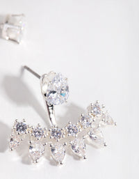 Silver Cubic Zirconia Pear Stone Jacket Earrings - link has visual effect only